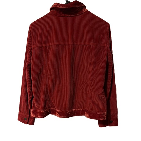 J Jill Corduroy Jacket Red Sz MP Frontal Button Velvet Trim Slim Fit Jacket - Picture 2 of 10